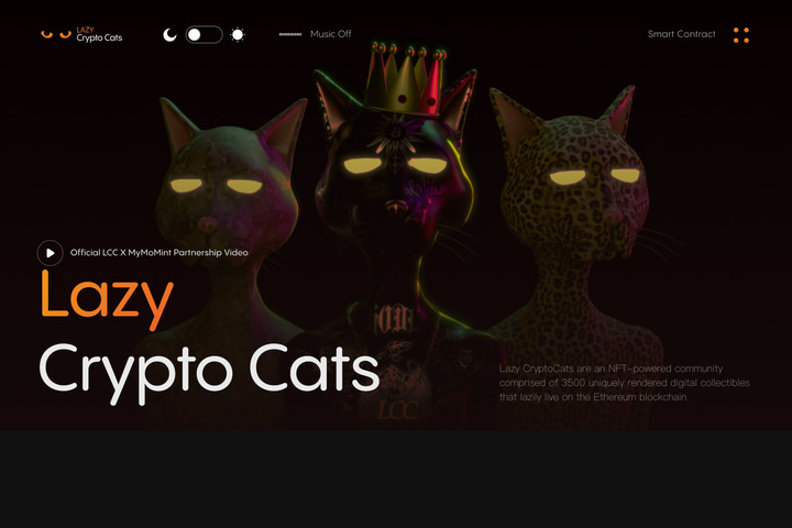 Lazy Crypto Cats website preview